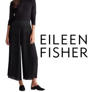 EILEEN FISHER Georgette Knife Pleated Wide Ankle Pant Black